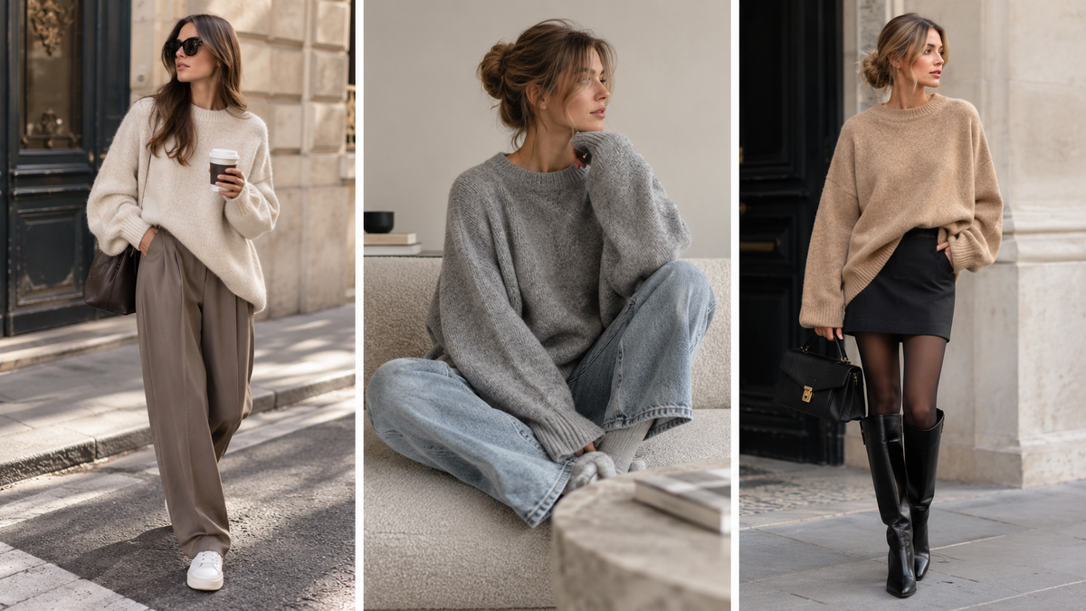 3 façons de porter un pull oversize femme