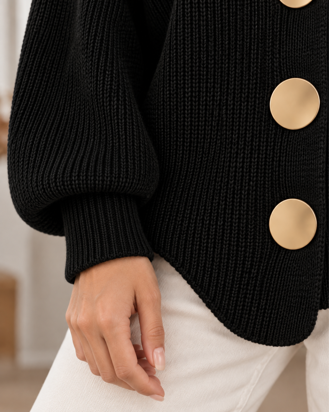 Gilet Femme Oversize en Maille à Boutons Coupe Moderne