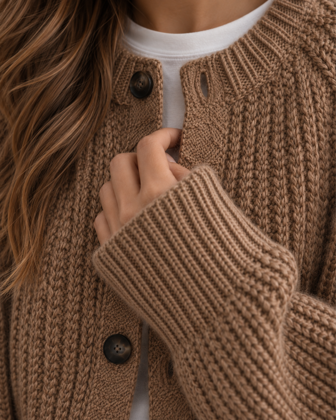 Gilet en Maille à Boutons Manches Longues pour Femme