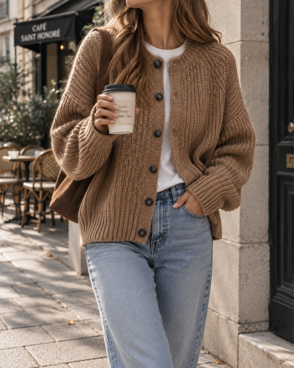 Gilet en Maille à Boutons Manches Longues pour Femme