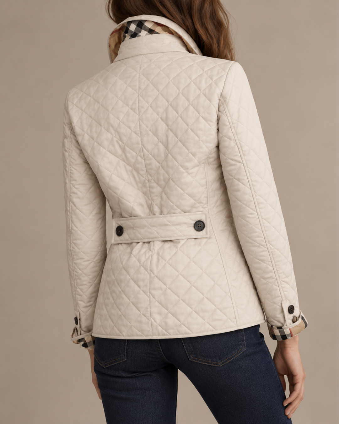 Veste Femme Matelassée à Boutons Col Montant Coupe Cintrée