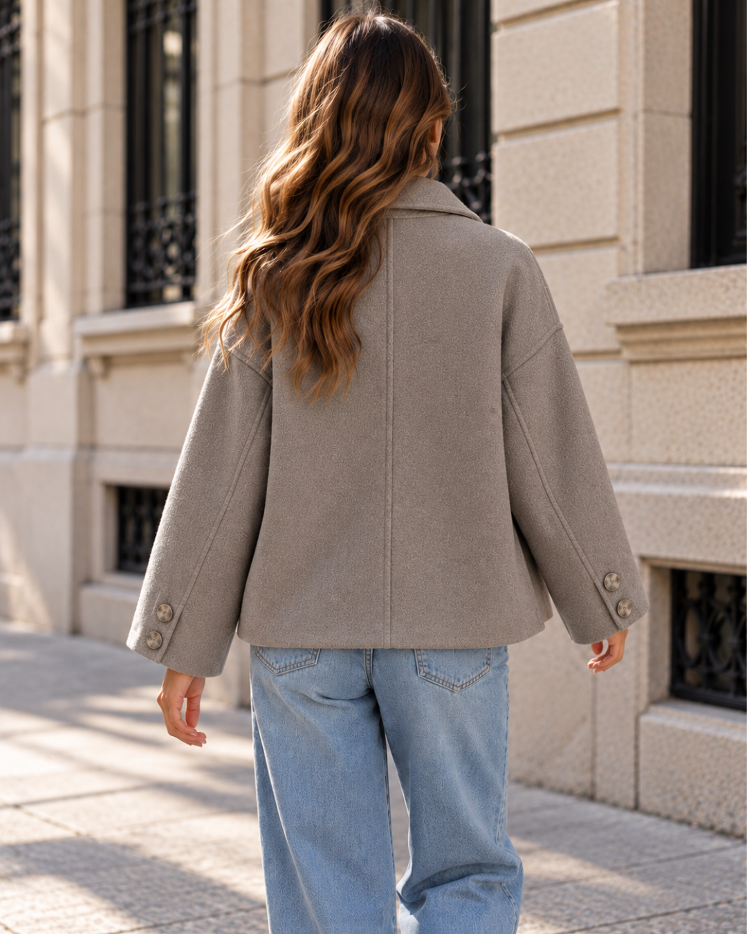 Manteau Court Femme Hiver à Boutons Coupe Ample