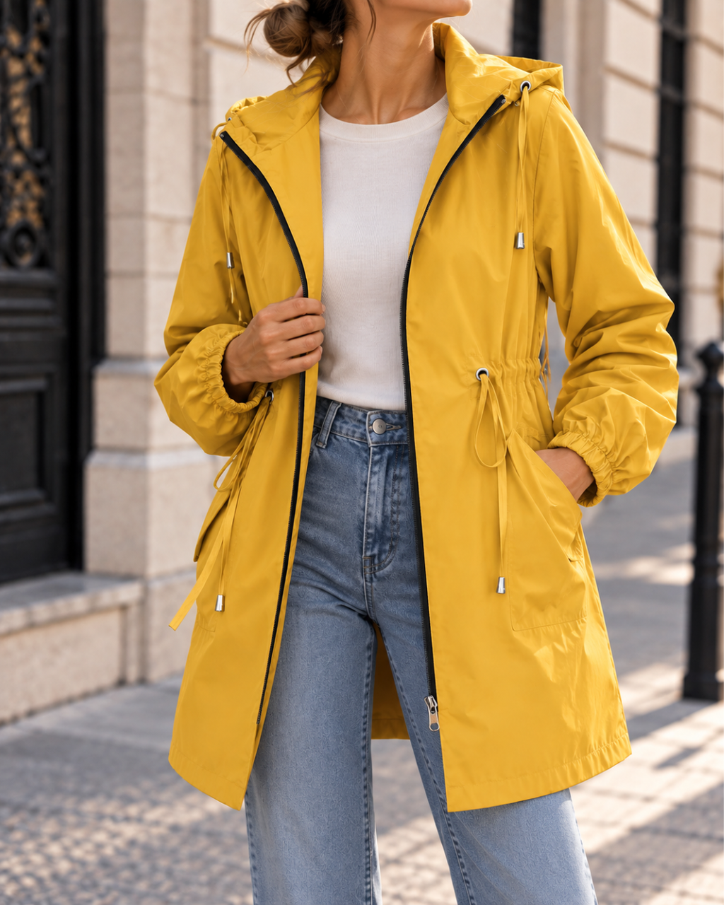 Veste Coupe-Vent Femme Légère Imperméable à Capuche Sport