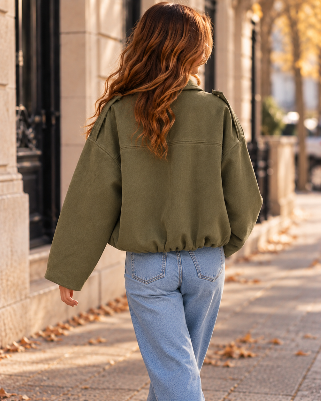 Veste Femme Oversize Daim Zippée Mi-Saison
