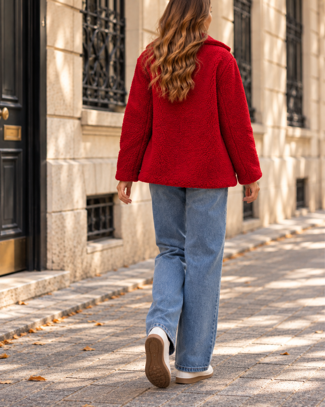 Manteau Teddy Femme Chaud en Fausse Fourrure à Boutons