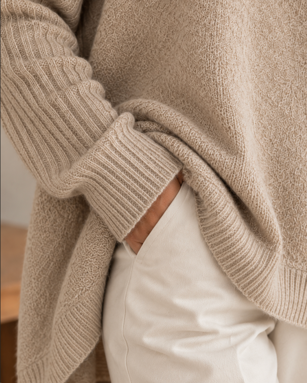 Pull Oversize Chaud Asymétrique à Col Roulé pour Femme
