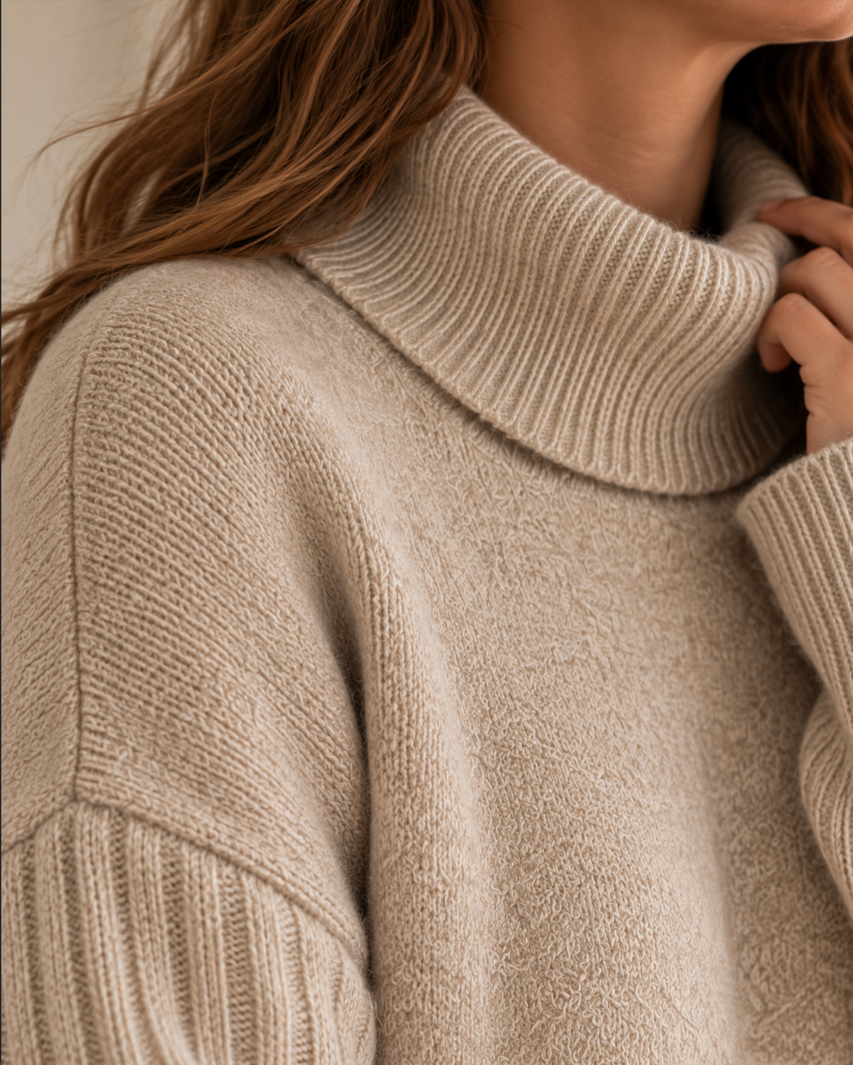 Pull Oversize Chaud Asymétrique à Col Roulé pour Femme