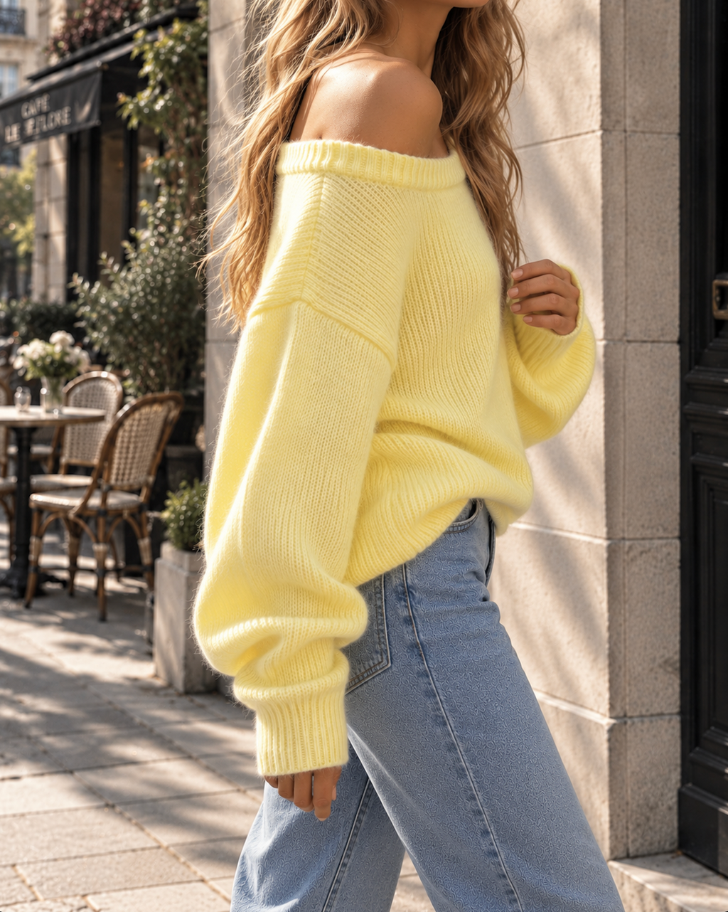 Pull Ample Asymétrique à Manches Longues pour Femme
