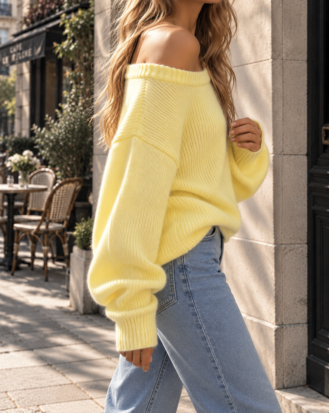 Pull Ample Asymétrique à Manches Longues pour Femme