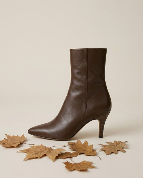 Bottines à talon en cuir Clara