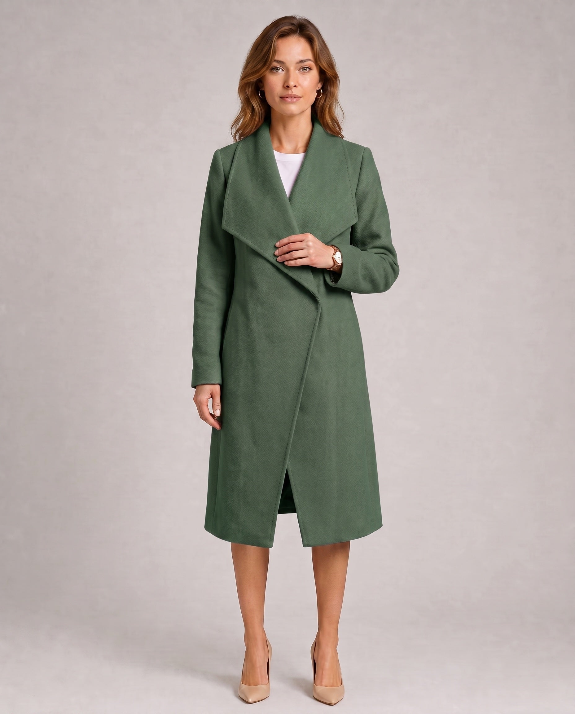 Manteau long à revers asymétrique Léonie4