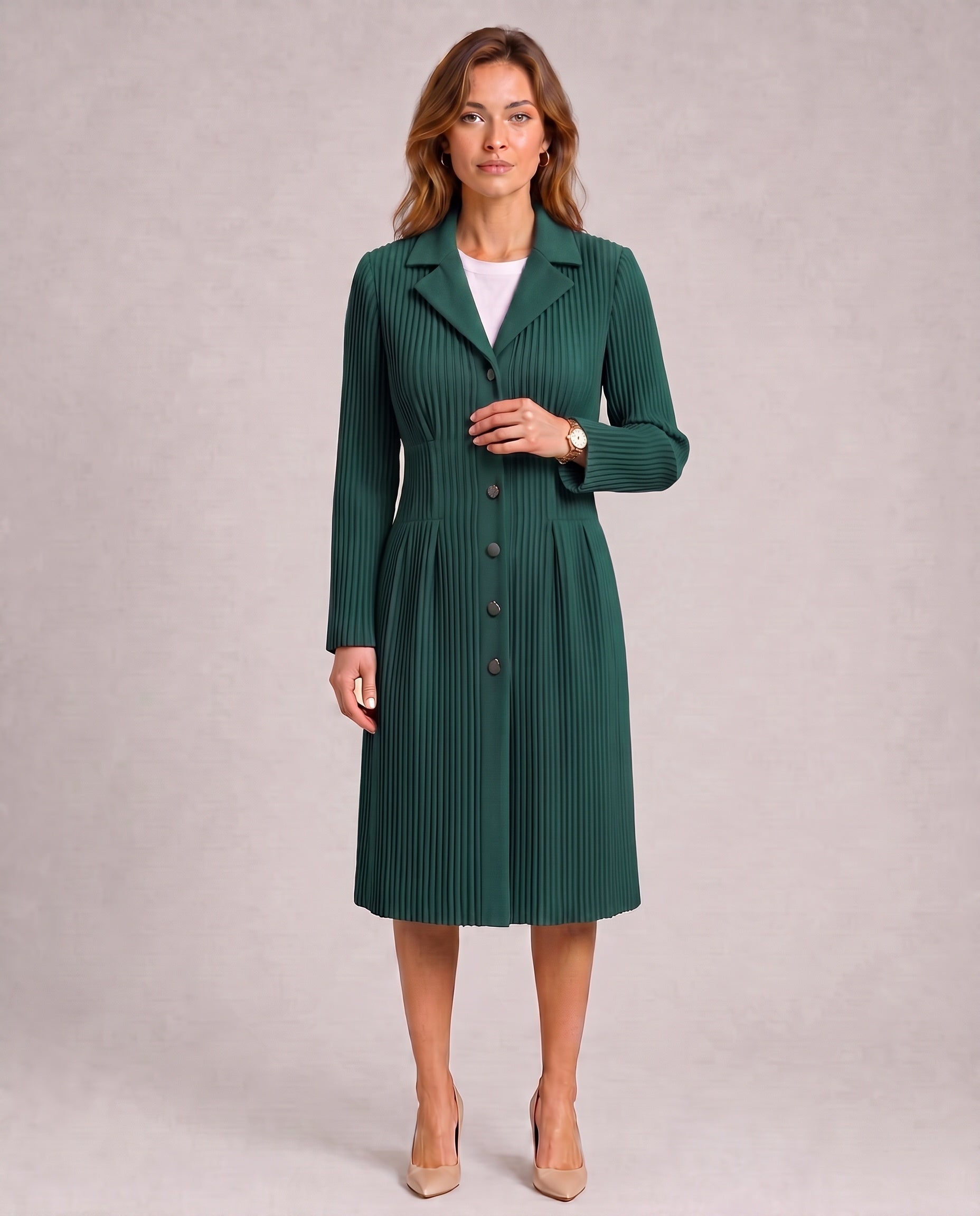 Manteau plissé cintré à boutons Célestine1