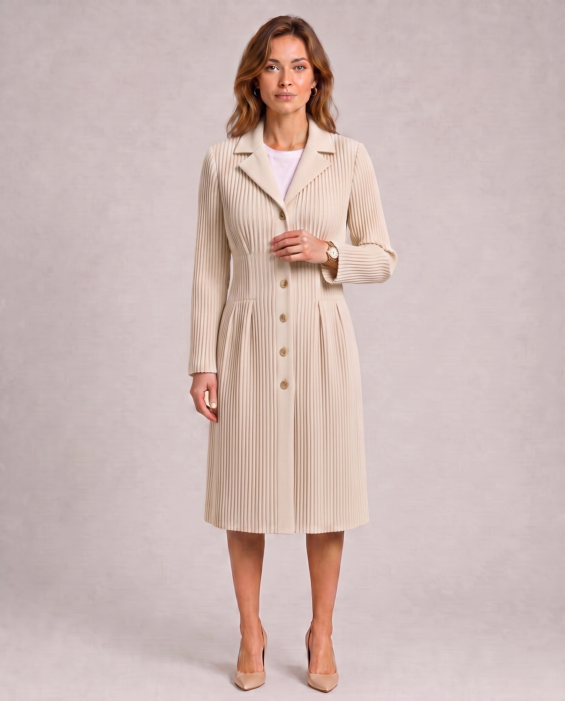 Manteau plissé cintré à boutons Célestine3
