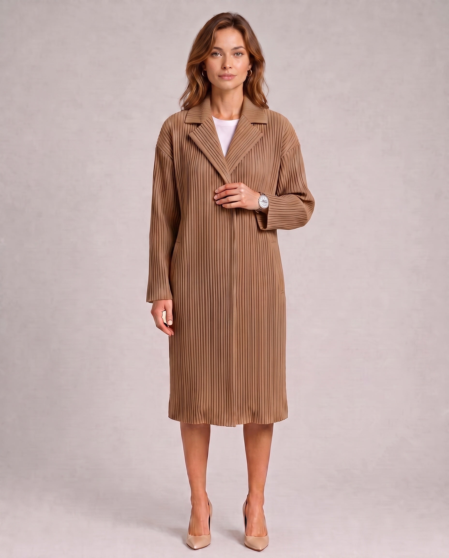 Manteau plissé à col tailleur Juliette