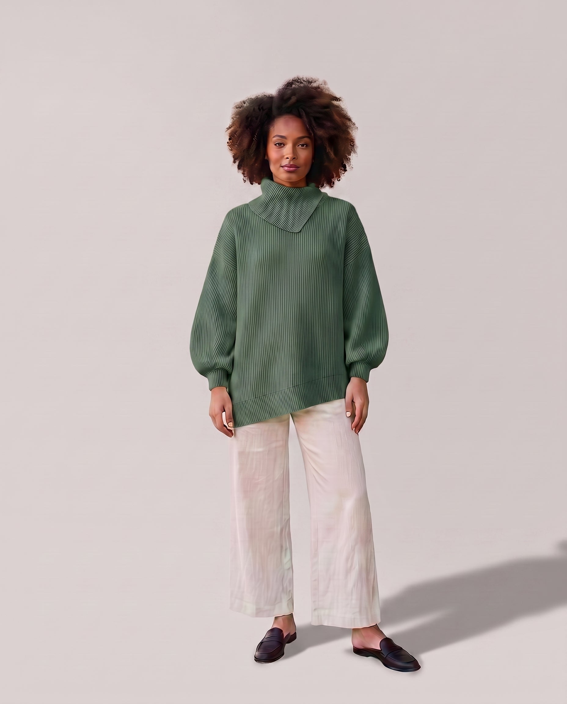 Pull côtelé oversize à col asymétrique Maëlle4