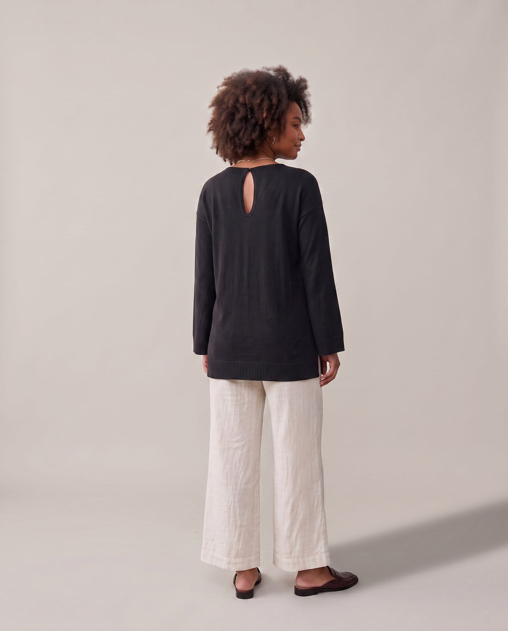 Pull long à fentes et encolure goutte Camille2