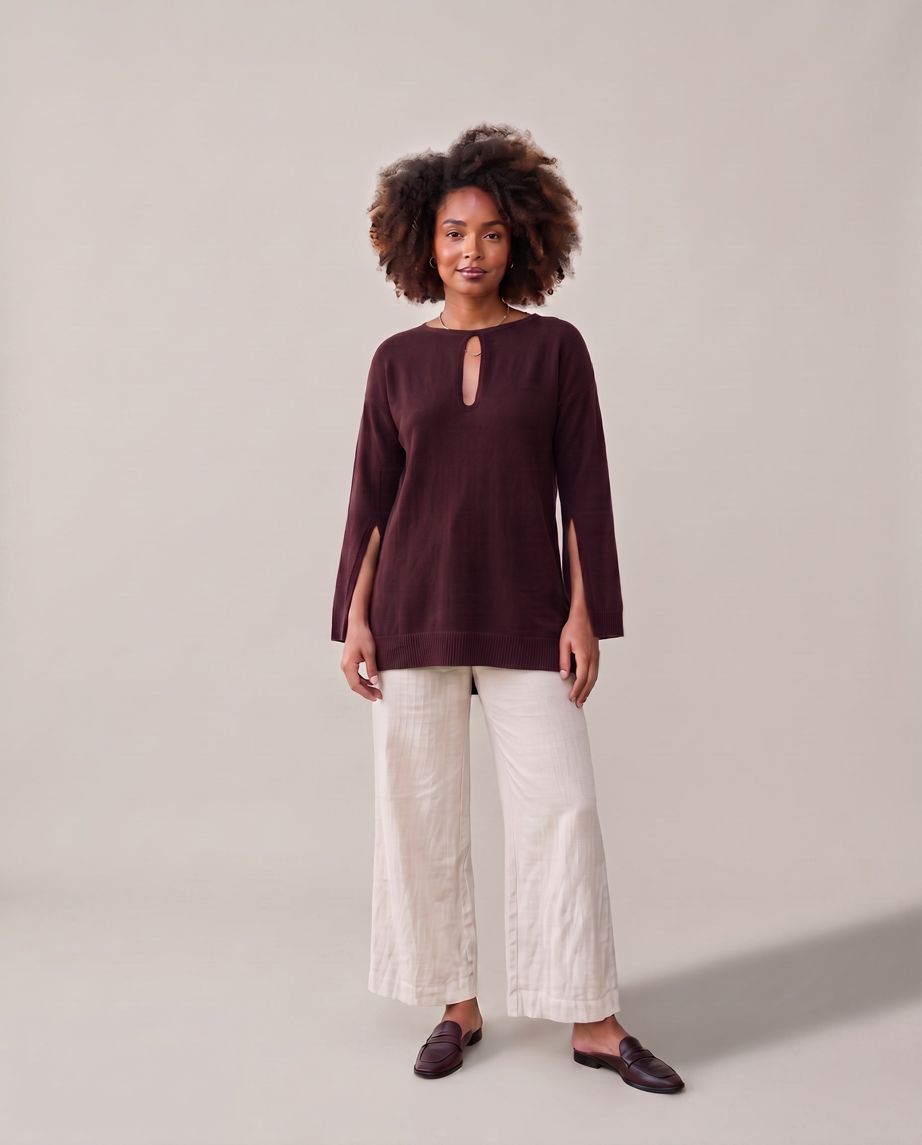 Pull long à fentes et encolure goutte Camille3