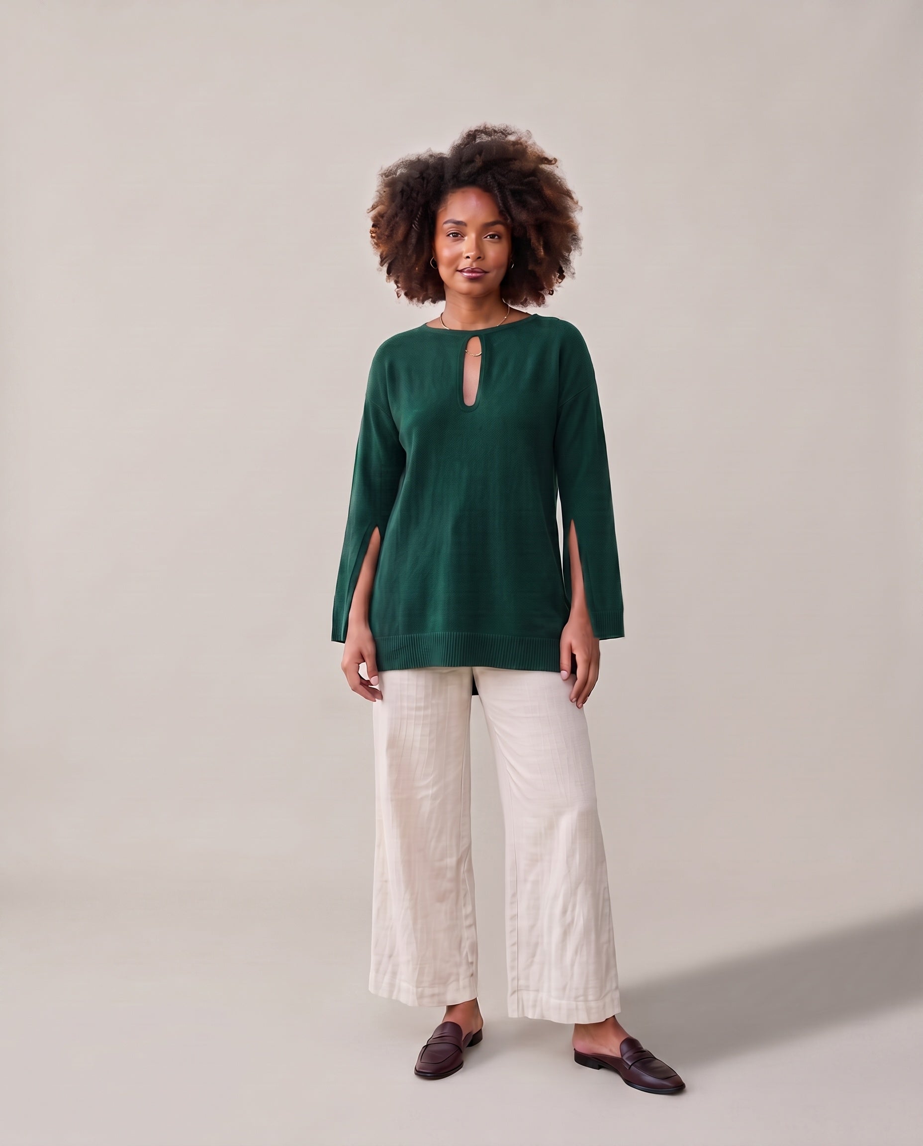 Pull long à fentes et encolure goutte Camille4