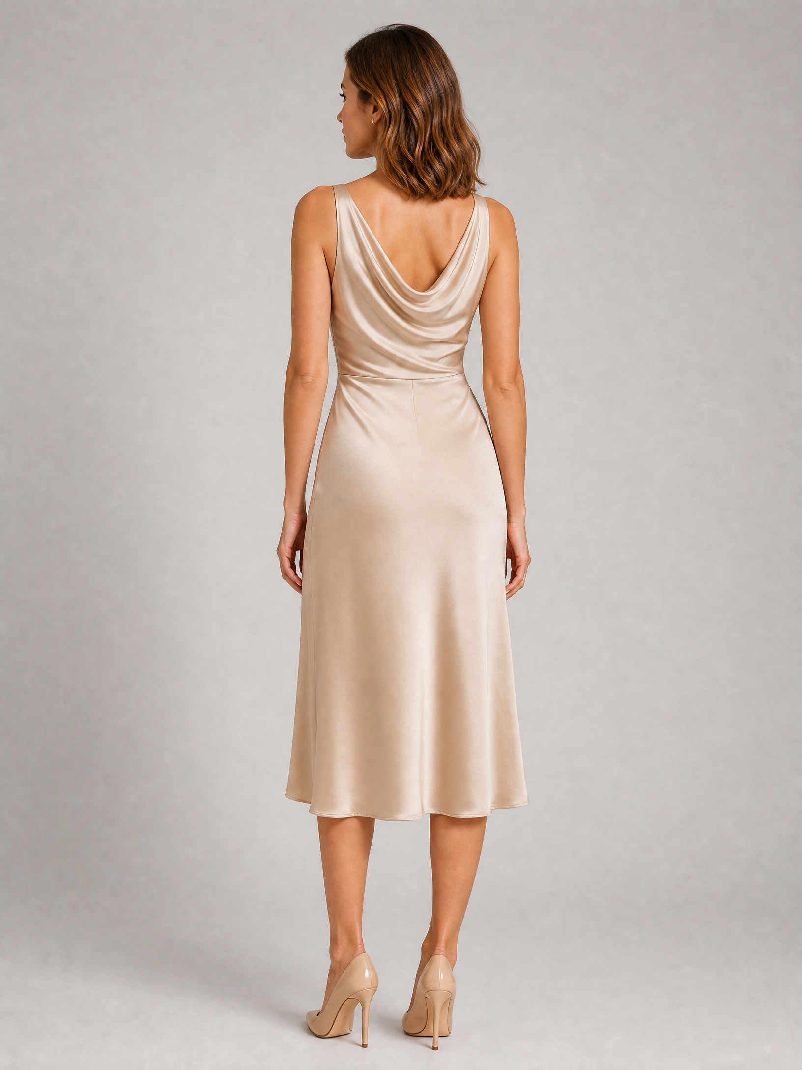 Robe midi satinée drapée Noémie3