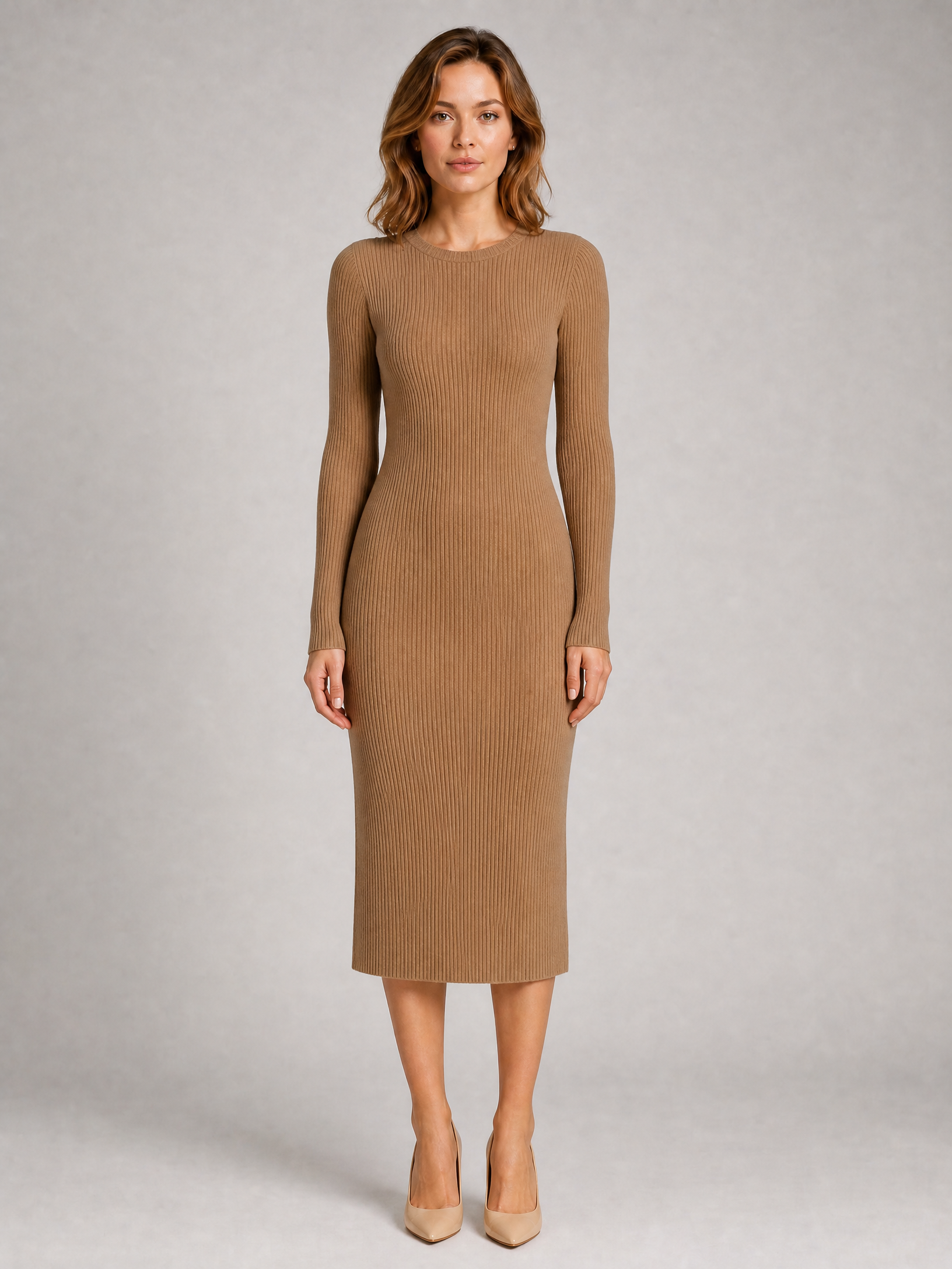 Robe pull midi côtelée Amélie2