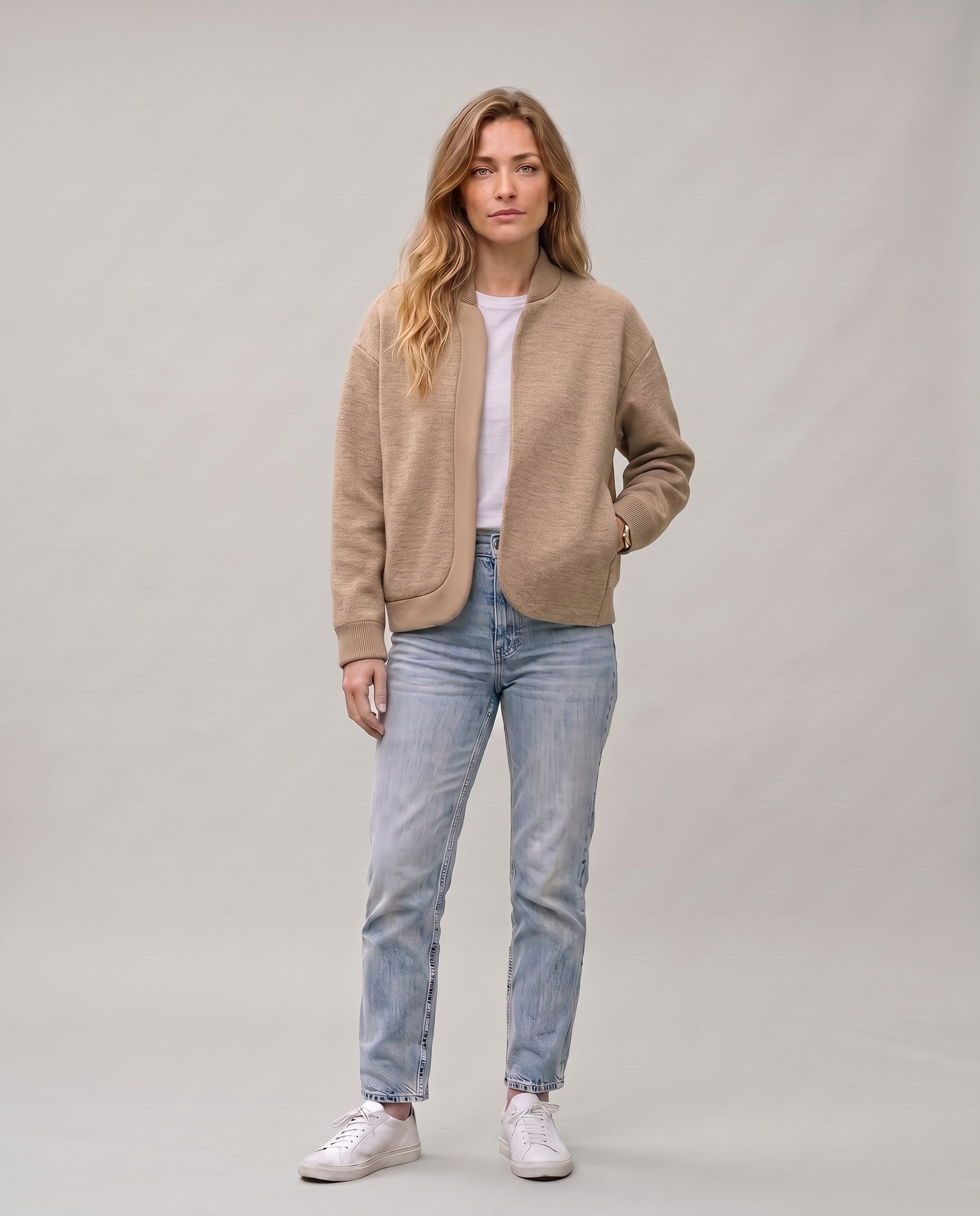 Veste en maille à col bomber Clara2