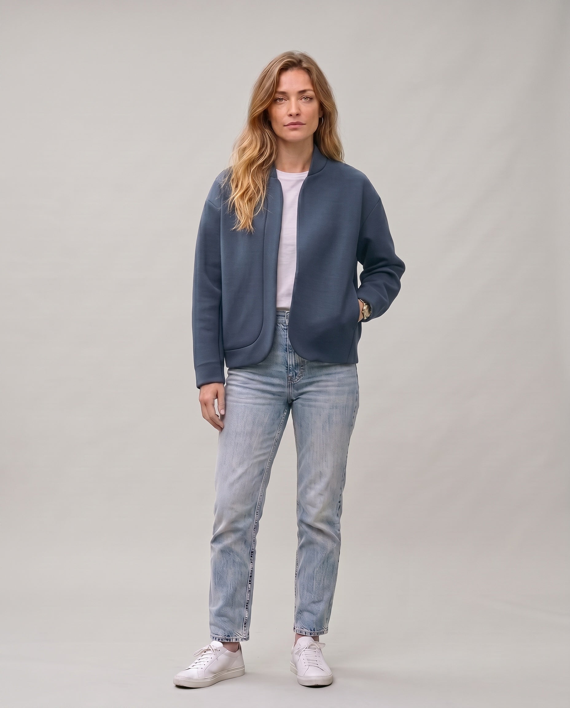 Veste en maille à col bomber Clara3