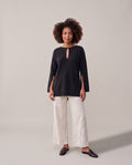 Pull long à fentes et encolure goutte Camille